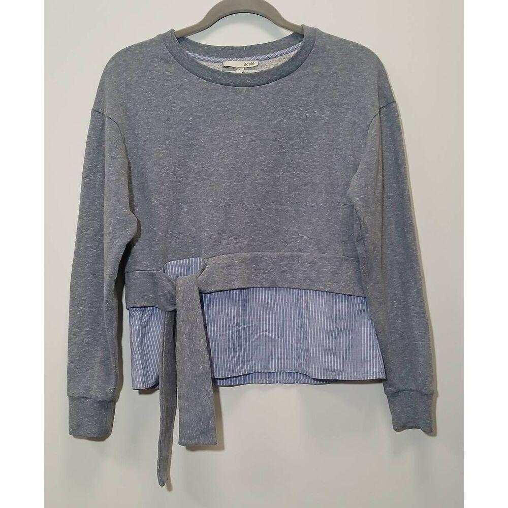Acote womens small sweater blue with shirt hem cotton four season